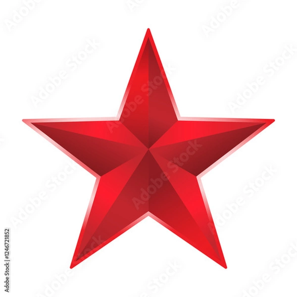 Obraz Red star 3d icon on white background. Vector illustration Element 9maya vector illustration