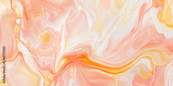 Obraz A peach fuzz abstract background with smooth, flowing curves blending pastel peach, soft yellow, and white, creating a sense of natural softness.