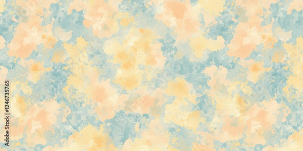 Fototapeta A seamless background with smooth transitions of pastel peach fuzz, chambray blue, and sunshine yellow, evoking a serene, soft, and balanced mood.