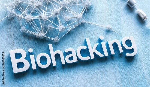 Fototapeta "Biohacking" in digital network style with hexagon mesh