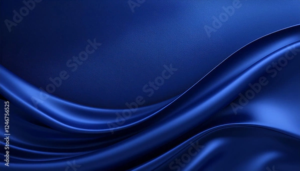 Fototapeta Black blue abstract background. Silk satin. Curtain, drapery. Shiny fabric. Dark. Wavy soft pleats. Navy blue elegant luxury background. Liquid wave effect. Gradient. Christmas. Festive.