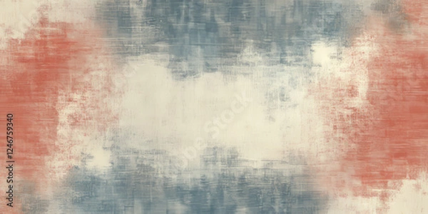 Obraz A classic nostalgic background with washed-out denim blue, faded brick red, and warm taupe. The colors mimic the distressed look of aged fabric, creating a cozy, retro aesthetic.