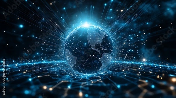 Obraz Digital Earth with Data Streams and Connectivity