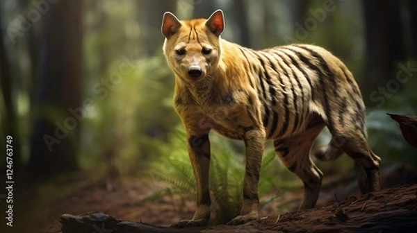 Obraz Rare image of an Extinct Tasmanian Tiger or Thylacine showcasing the fascinating natural history