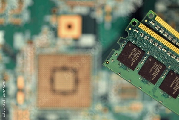 Obraz 最先端の電子基板とメモリーモジュール