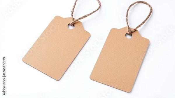 Fototapeta Eco-Polyester Tag with Matte Finish, showcasing a contemporary branding solution, featuring a clean design on a white backdrop for a minimalist aesthetic.