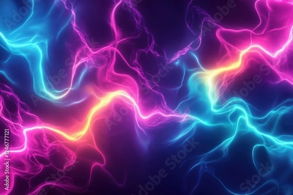 Obraz Vibrant abstract design with neon colors and dynamic light patterns in dark background