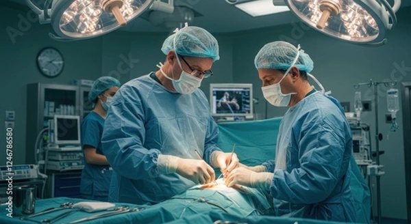 Obraz Surgical Team Performing Operation in Modern Hospital