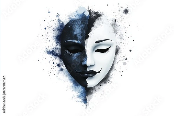 Obraz A simple vector illustration of a theater mask representing comedy and tragedy