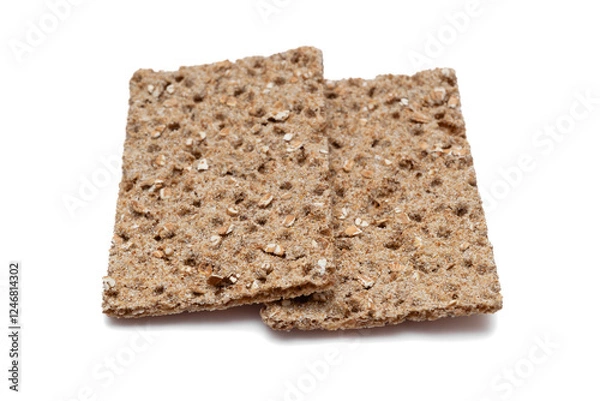 Fototapeta Two Crispbread Pieces on white background