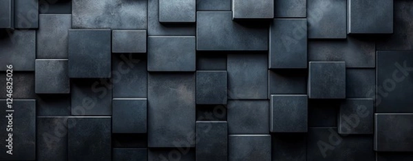 Fototapeta Abstract Dark Grey Geometric Cube Background Texture