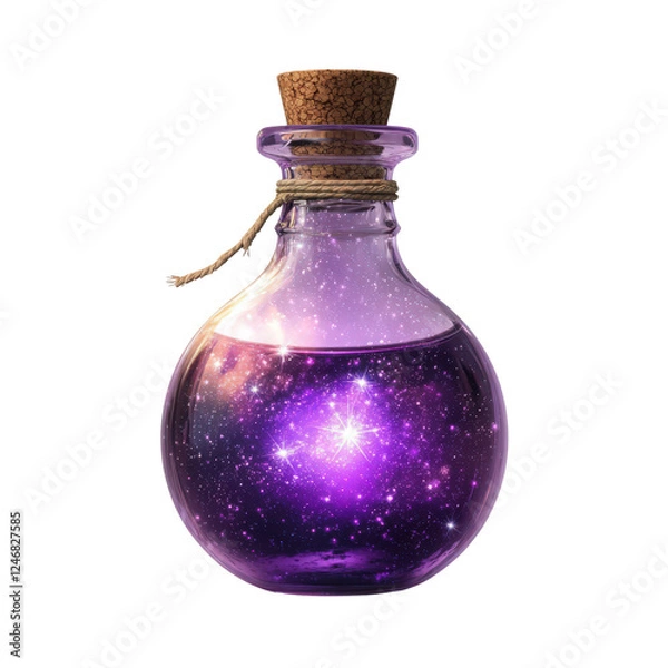 Fototapeta A purple glass bottle of perfume and a transparent bottle of water are isolated objects