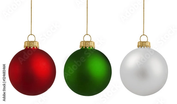 Obraz Bombki choinkowe na białym tle