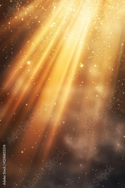 Fototapeta Celestial light beams Dreamy celestial-inspired light effects with golden sun rays, aurora borealis-like gradients, and shimmering cosmic glows. Soft ethereal illumination with magical hues