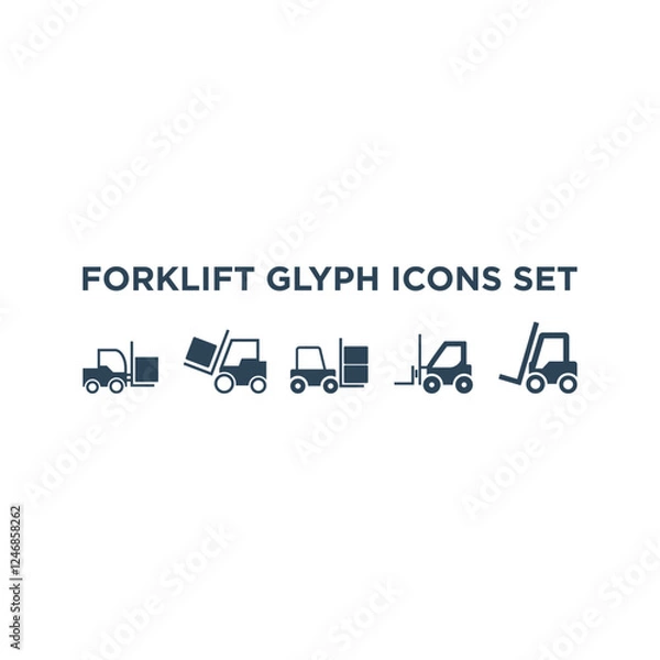 Obraz Forklift flat icons set symbol for web design or mobile app. Forklift signs for design logo, visit card, pictogram illustration.