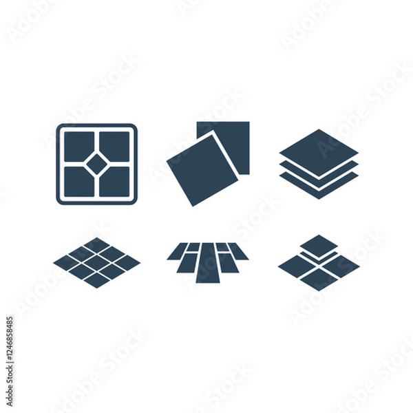 Fototapeta Tiles vector icons set architecture and construction. Floor tile design trendy illustration.
