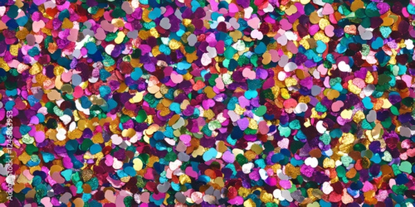 Fototapeta A multicolored glitter background that sparkles in a wide range of vibrant hues. The effect is playful and dynamic, making it perfect for children's product designs, party invitations, or fun,