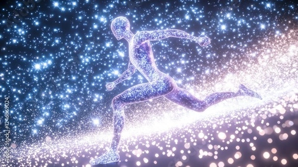 Fototapeta Abstract runner in a cosmic environment