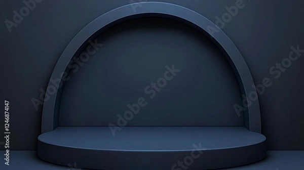 Fototapeta Dark stage, arched backdrop, product display