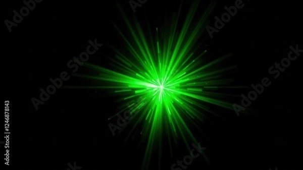 Fototapeta Abstract Green Light Burst Radiating Energy and Power