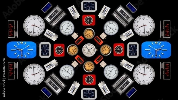 Fototapeta vintage clocks in large grid pattern