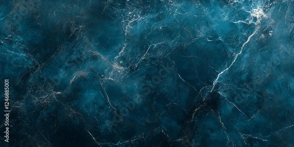 Obraz Marbled Deep Blue Abstract Texture with Elegant Shimmering Patterns : Generative AI