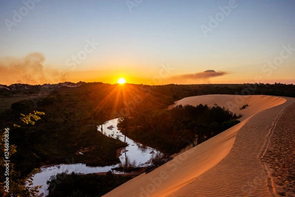 Fototapeta Sunset at Dunas do Jalapão (Jalapão Dunes) in Jalapão State Park - Tocantins, Brazil