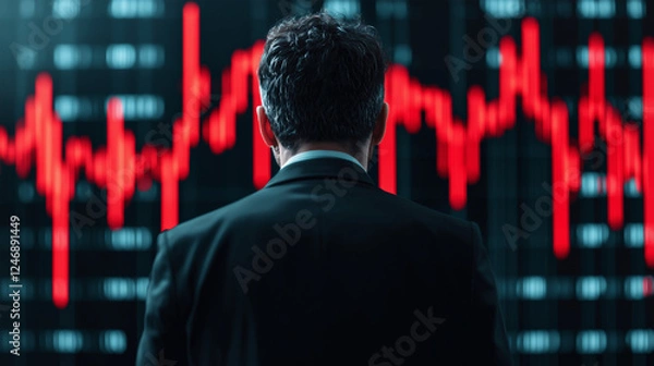 Fototapeta sharp market rises and falls with anxious traders