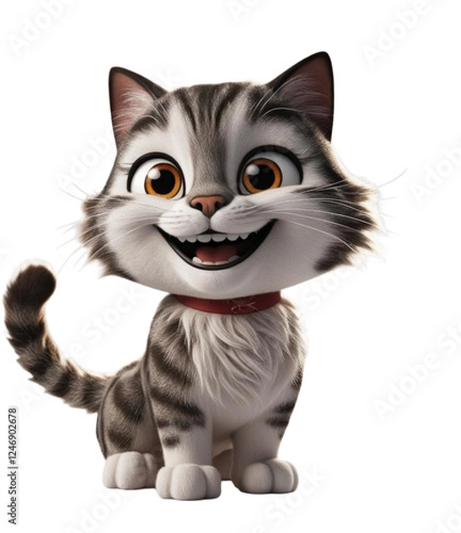 Fototapeta 3d striped cat smiling 