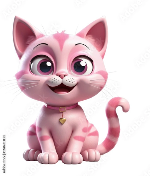 Obraz 3d pink kitten character 