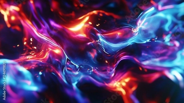 Fototapeta Dynamic Abstract Flame Animation with Swirling Vivid Colors and Light Streaks