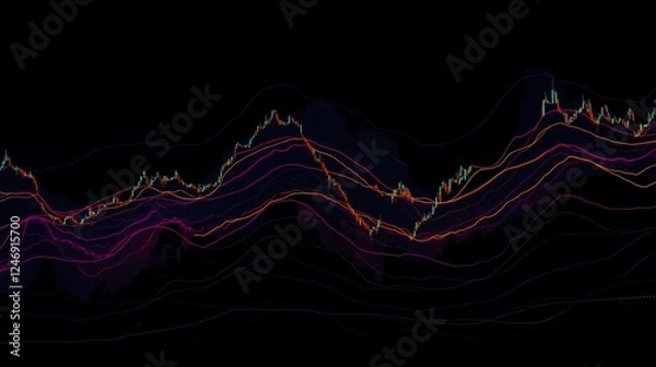 Fototapeta Detailed High-Definition Stock Market Chart with Smooth Lines Showing Trends and Fluctuations