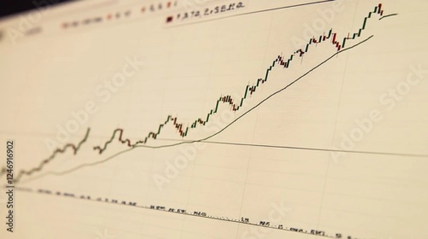 Fototapeta Detailed stock market chart displaying upward trends and trading analysis in ultra HD resolution