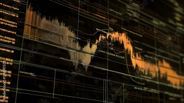 Fototapeta Detailed Stock Market Chart in Ultra HD Showing Strong Fluctuations and Data Visualization