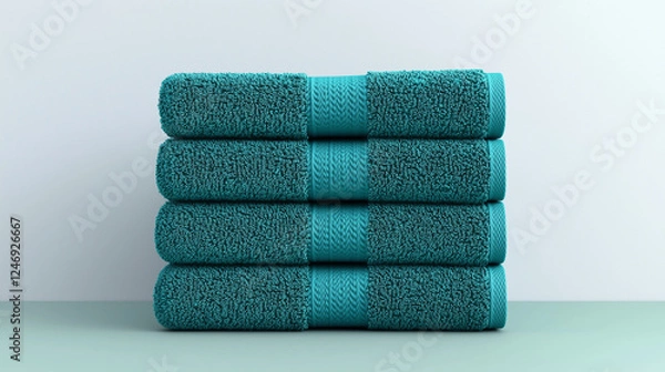 Fototapeta stack of blue towels