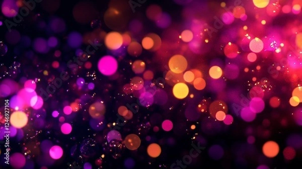 Fototapeta A mesmerizing display of vibrant glowing dots resembling fluid waves on a dark background