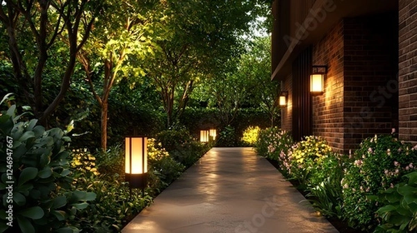 Obraz Luminous Garden Path at Night