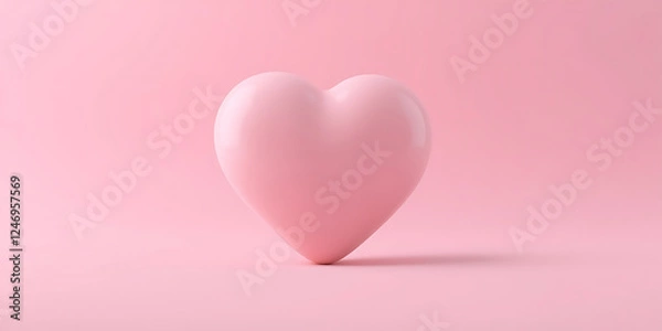 Fototapeta Pastel heart, delicate soft design greeting card for Valentines Day and love celebration, Top View of a Pink Heart on a light pink Background. Romantic Template with Copy Space