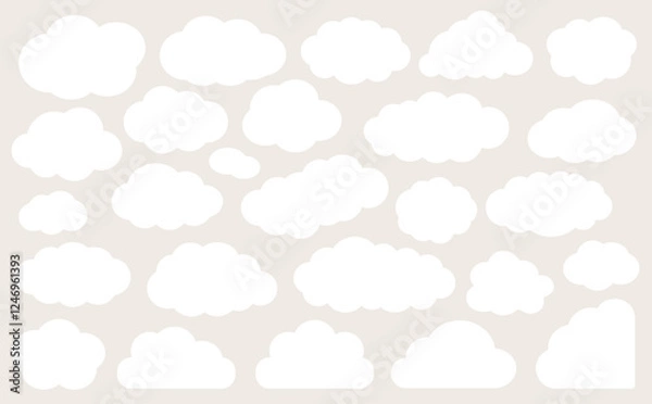 Obraz 白の雲型のもくもくフレームセット