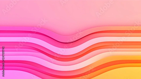 Fototapeta Abstract Colorful Wavy Lines on a Soft Pink Background
