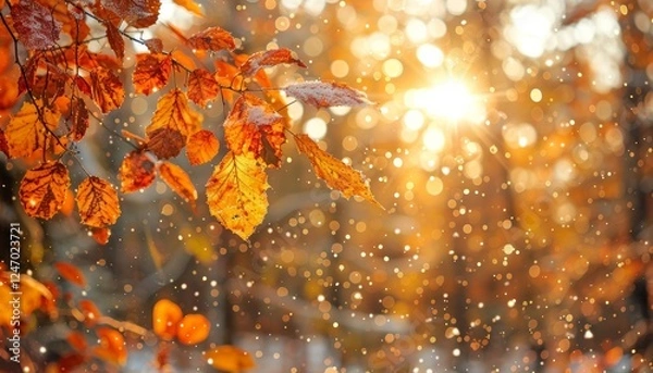 Obraz Enchanting display of sparkling snowflakes dancing gracefully in a serene winter wonderland scene