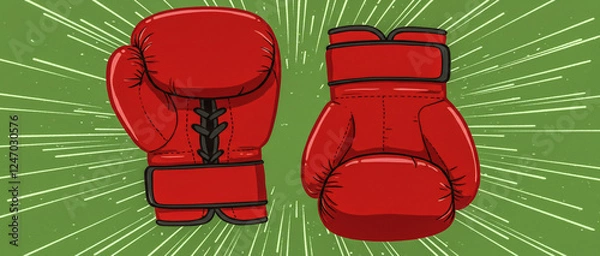 Obraz Digital illustration of a pair of red boxing gloves,
