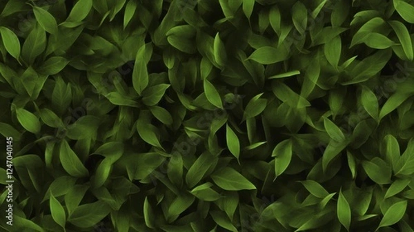 Obraz A captivating close-up of dense green leaves creates a vibrant and refreshing natural background.
