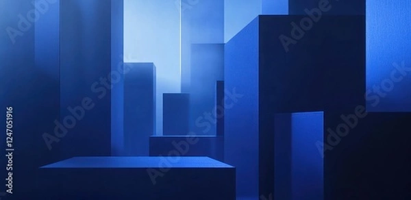 Obraz Abstract blue geometric shapes background.