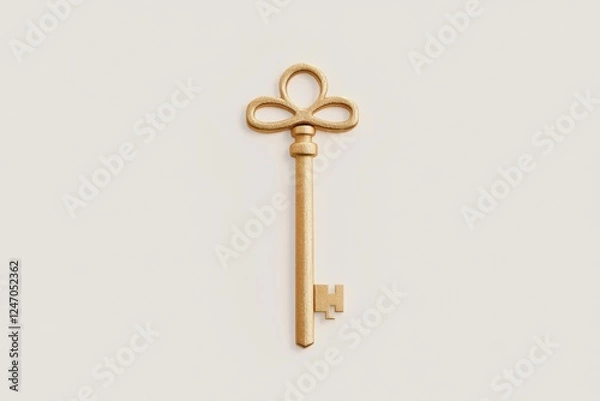 Obraz Elegant golden key with decorative handle showcasing craftsmanship and design details