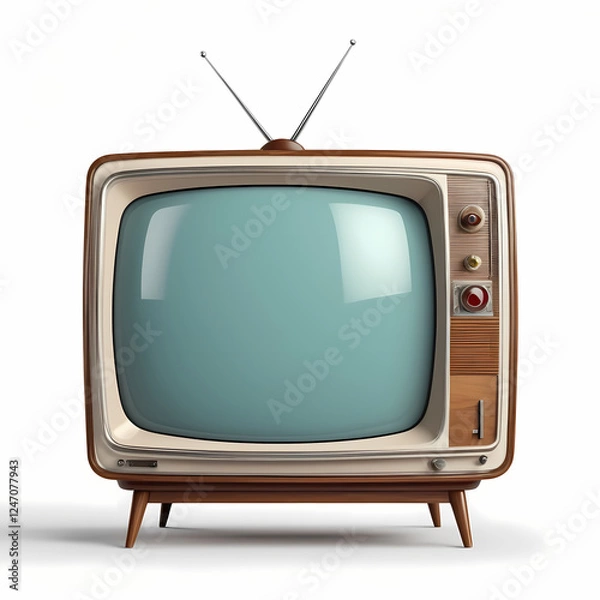 Fototapeta Retro TV design with a transparent background, perfect for vintage-inspired digital projects and creative designs