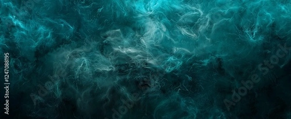 Obraz A dark turquoise ocean background with swirling smoke and fog, creating an eerie atmosphere.