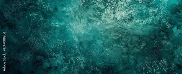 Fototapeta A top-down view of an ocean, with a seafoam green and teal color palette, a dark water texture, detailed brush strokes.