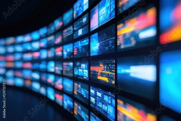 Fototapeta Cloud-based streaming server optimizing bandwidth and quality, ensuring seamless video and audio experiences for global users