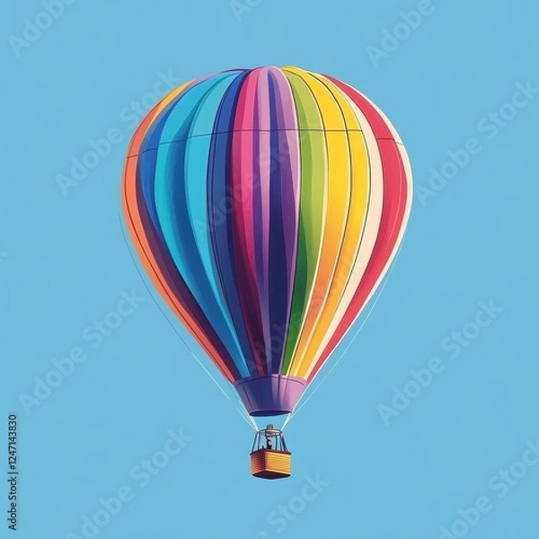 Obraz A Colorful Hot Air Balloon Soaring Through a Clear Blue Sky